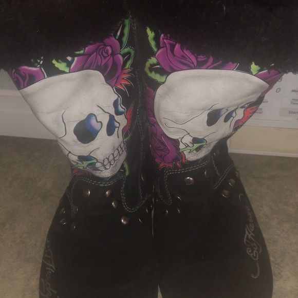 Ed Hardy skull boots size 6 - Picture 5 of 5